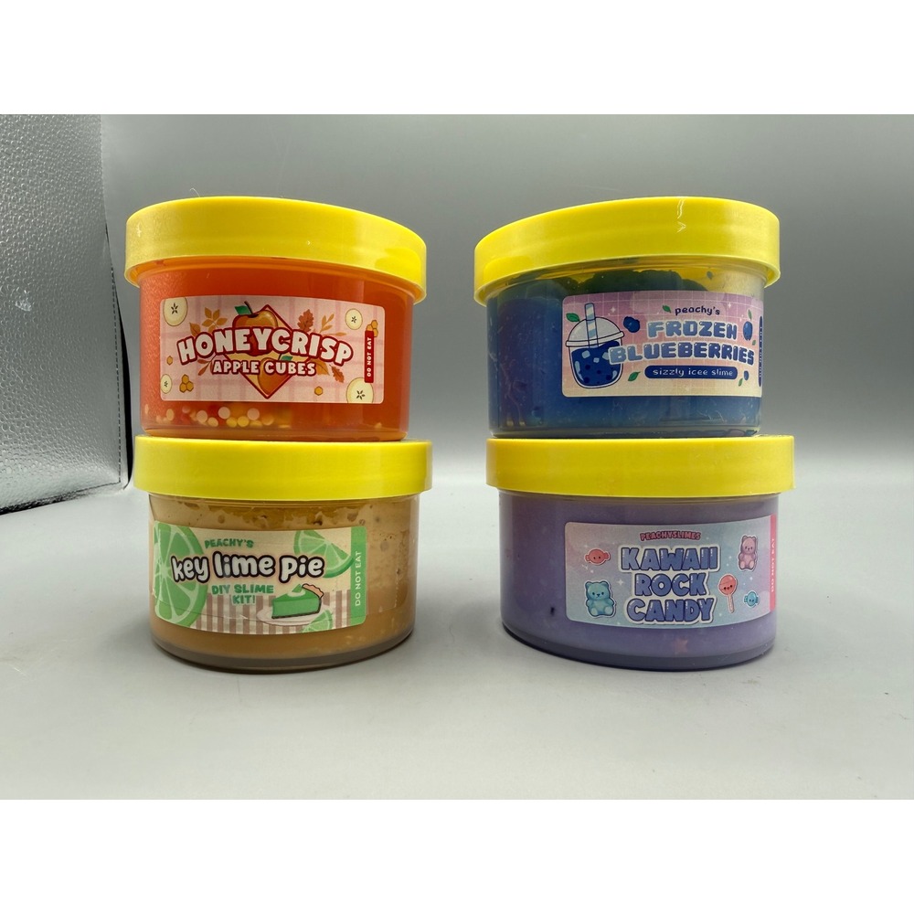 PeachyBbies Slime Bundle Honeycrisp Apple Frozen Blueberries Key Lime Pie 4 Pack
